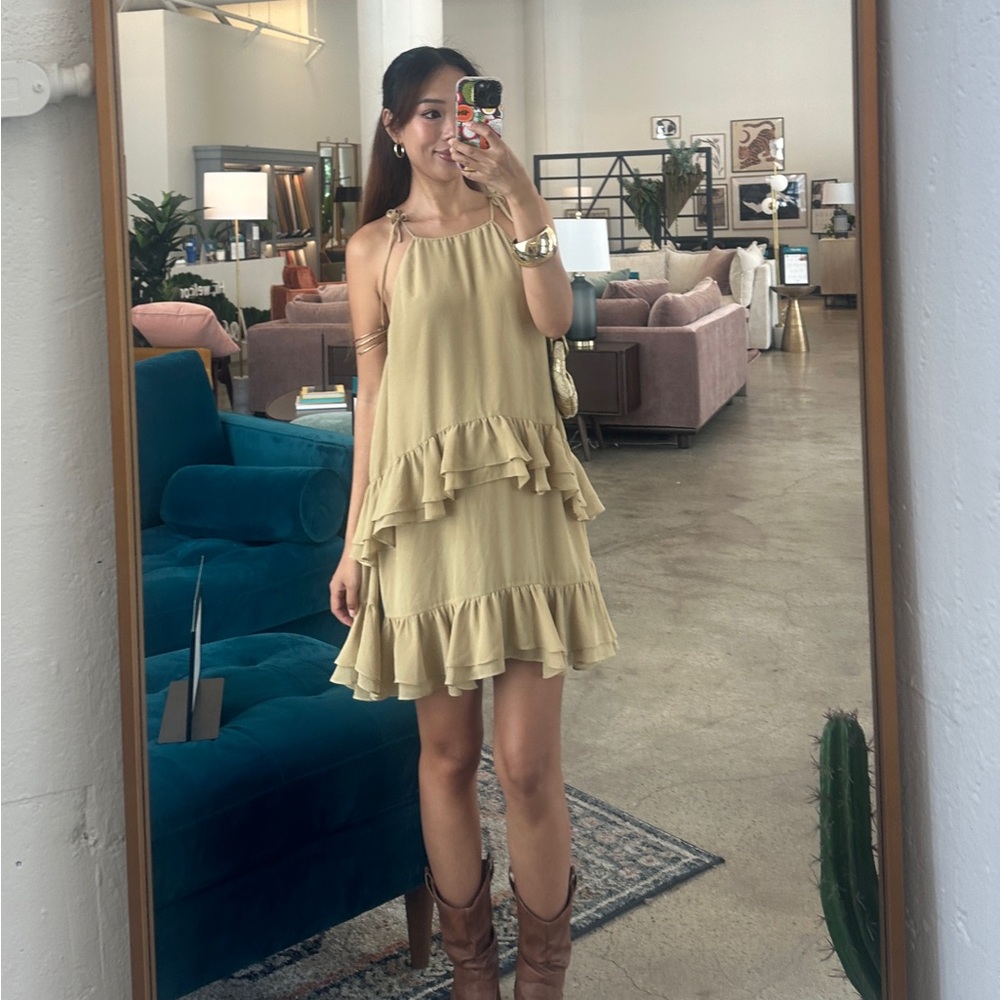 Tularosa Ruffled Vianna Mini Dress in Olive